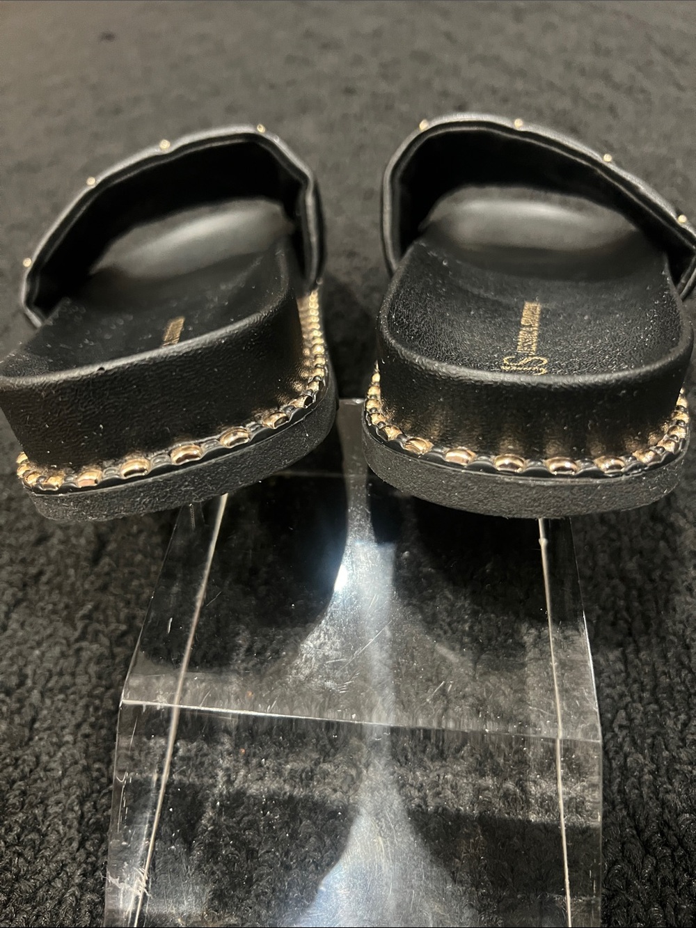 Jessica Simpson Quilted Black Slide Sandals with Stud Detail - Picture 7 of 8